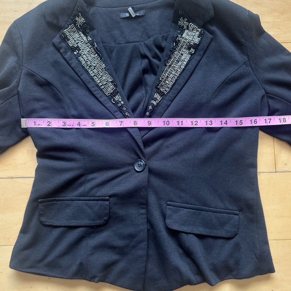 Monteau Women's Blazer Black Beaded Professional Work Office Suit Formal, Sz Med - Picture 6 of 9